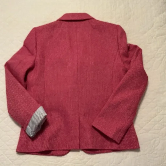 J. Crew Pink Herringbone Wool-Blend Fully Lined Women’s Blazer Size 6 - Picture 10 of 14